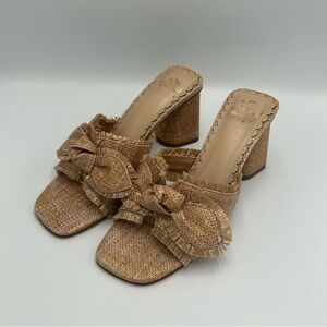 Antonio Melani Marley Raffia Frayed Knotted Bow Sandals Slide Size 6 Women’s